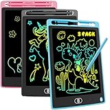 3 Pack LCD Schreibtafel 8,5 Zoll, Buntes LCD Writing Tablet, Löschbarer Wiederverwendbarer Grafiktablett Zeichenbrett Geschenk für Kinder 2 3 4 5 6 7 Jahre - Blau, Schwarz, Rosa