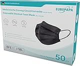 EUROPAPA® Schwarz Medizinisch Type IIR Norm EN14683 TÜV CE zertifizierte...