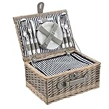casa.pro Picknickkorb für 4 Personen - Picknick-Set mit Kühltasche inkl....