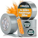 Hinrichs Panzertape silber - 4 Rollen 50m x 50mm Gewebeband - extra starkes...