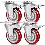 4er Set Schwerlastrollen mit Bremse, Transportrollen 100mm, Rollen Schwerlast...