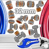 MegaHaustechnik 32mm Aluminium-Mehrschichtverbundrohr-Schraubfitting | Messing | Fitting | 32x3,0mm - 32x3,0mm | Gewinde | Metrisch Kegelig