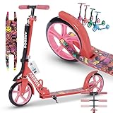 Arebos Cityroller Tretroller Rot Scooter höhenverstellbar | klappbar | inkl....