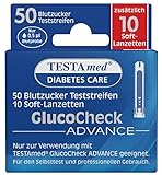 TESTAmed GlucoCheck Advance Blutzuckerteststreifen plus Soft-Lanzetten, 60...