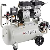 Arebos Flüsterkompressor 800W | Druckluft Kompressor 24 Liter | Ölfrei | Euro...