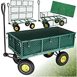 tectake® Bollerwagen, Handwagen mit Seitenwand klappbar, Transportwagen für...