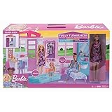 Barbie FXG55 - Ferienhaus mit Puppe, Möbeln und Pool, portables Puppenhaus ca....