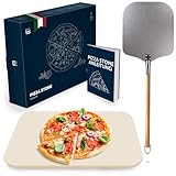 Blumtal Pizzastein für Backofen 38x30cm + Pizzaschieber - Pizzastein Gasgrill...