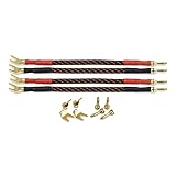 Dynavox Bi-Wire Kabelbrücken 2x rot / 2x schwarz, Reines Kupfer (99,99 OFC),...
