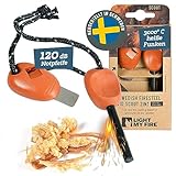 LIGHT MY FIRE Feuerstahl Outdoor Scout 2-in-1 mit Notfallpfeife, Feuerstahl...