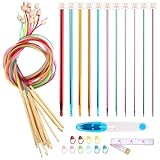 NVIYAM 11PC Tunesische Häkelnadeln Set, 12 PC Tunesische Häkelnadel mit Seil,...