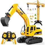 HappyGoLucky Ferngesteuertes Bagger mit 2 Batterien, 2.4Ghz RC Bagger Spielzeug...