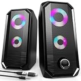 Bazivve PC Lautsprecher, RGB Gaming Lautsprecher, USB-Betrieben Computer...