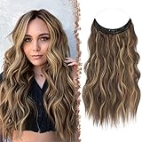 FESHFEN Secrets Haare Extensions Lange Gewellt Haarverlängerung Invisible...