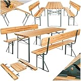 tectake® Bierzeltgarnitur mit Lehne, Biertisch Klapptisch mit 2X Sitzbank mit...