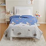 Qucover Tagesdecke Baumwolle 140x200cm für Kinder/Jungen/Teenager Blau mit...