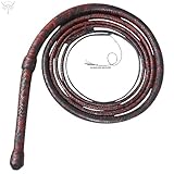 Bullwhip Reitpeitsche, 91 cm, echtes Rindsleder, 8 Zöpfe, Schwarz und Rot,...