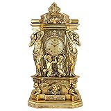 Design Toscano Chateau Chambord Klassische Kaminsimsuhr, Polyresin, gold-finish,...