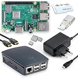 Raspberry Pi 3 B+ Starter-Set | Netzteil | Gehäuse | 64GB SD-Karte | 4K HDMI...