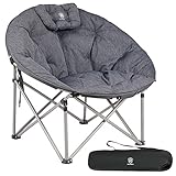 EVER ADVANCED Luxus Campingstuhl Faltbar Moonchair XXL 150KG Rund Klappstuhl...