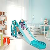 Daromigo 4-in-1 Kinderrutsche Mit Basketballkorb, Indoor Und Outdoor Ab 1-3...