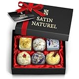 Satin Naturel 6 Set BIO Badebomben – Vegane Wellness Geschenkbox für Sie –...