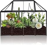 Homtone 23 cm Großer Geometrischer Terrarium-Pflanzgefäß, Hausform, Schwarz,...