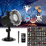 ROVLAK Projektor Halloween Aussen LED Projektionslampe mit 16 Film Wasserdichte...