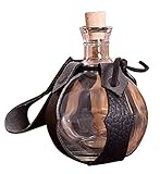Battle-Merchant Kugel - Feldflasche aus Glas mit Gürtelhalter aus Leder 0,2...