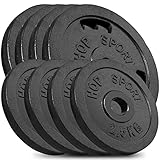 Hop-Sport Gusseisen Hantelscheiben Set 30 kg (4 x 2.5 kg, 4 x 5 kg) mit 31 mm...