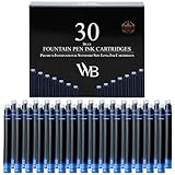 Wordsworth & Black Füllfederhalter-Tintenpatronen – Set mit 30 Blau...
