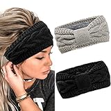 2 Stück Winter Stirnband Damen Strick Ohrenwärmer Haarband Haarreifen Mädchen...