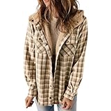 MAVIS LAVEN Warme Sherpa-Jacken für Damen, Flanell-Fleece-Hoodies, geknöpfter...