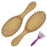 Firschoie Haarbürste Bambus 3er Set, Haarbürsten ohne Ziepen, mit kleinem...