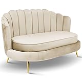 postergaleria Sofa 2 Sitzer beige 150 cm - mit weicher Füllung, gesteppter...