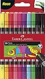 FABER-CASTELL 151109 - Filzstifte Set Neon, 10 Doppelfasermaler für Kinder und...