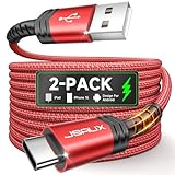 JSAUX USB C Kabel 3.1A [2 Stück 2M], Ladekabel USB C Nylon Geflochten...
