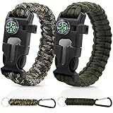 SDwfxd 2-Teiliges Set Survival Armband, Multifunktion Paracord Armband mit 2 STK...