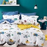 Kinderbettwäsche 100 x 135 Jungen Mädchen 100% Baumwolle Reißverschluss Bunt...