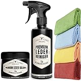 Sparset Lederpflege Lederreiniger 500ml + Leder Balsam 250ml + 4...