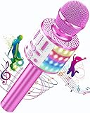 Karaoke Mikrofon, Drahtloses Bluetooth Mikrofon Kinder mit LED, Tragbares...