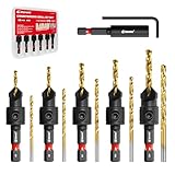 EZARC Senkbohrer Holz, 12 tlg Senker Bohrer Set für Holzbearbeitung, #4, #6,...