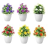 Luckwaii 6 Stück Künstliche Blumen Topf Kunstblumen im Kleine Künstliche...