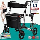 maxVitalis Rollator faltbar und leicht mit Sitz, Leichtgewicht-Reiserollator aus...