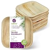 GoBeTree 25 Palmblatt Teller 15x15 cm, Palmblatt Geschirr Einwegteller,...