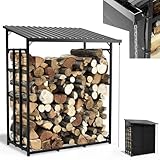 Onbest Innovation, Brennholzregal mit Regenrinne, Regenkette und Wetterschutz...
