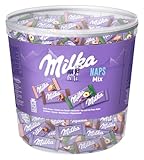 Milka Naps Mix – Mini-Schokoladentäfelchen in 4 Sorten: Alpenmilch, Erdbeer,...