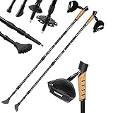 SPORTANA® Nordic Walking Stock Teleskopstock 5 Aufsätze Anti-Shock Federung...