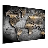 B&D XXL - Akustikbild Weltkarte 120x80 cm 1 tlg Bilder Akustikschaum...