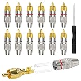 KUOQIY 12 Stück RCA Löten Verbinder, Vergoldeter Lautsprecher Phono Cinch...